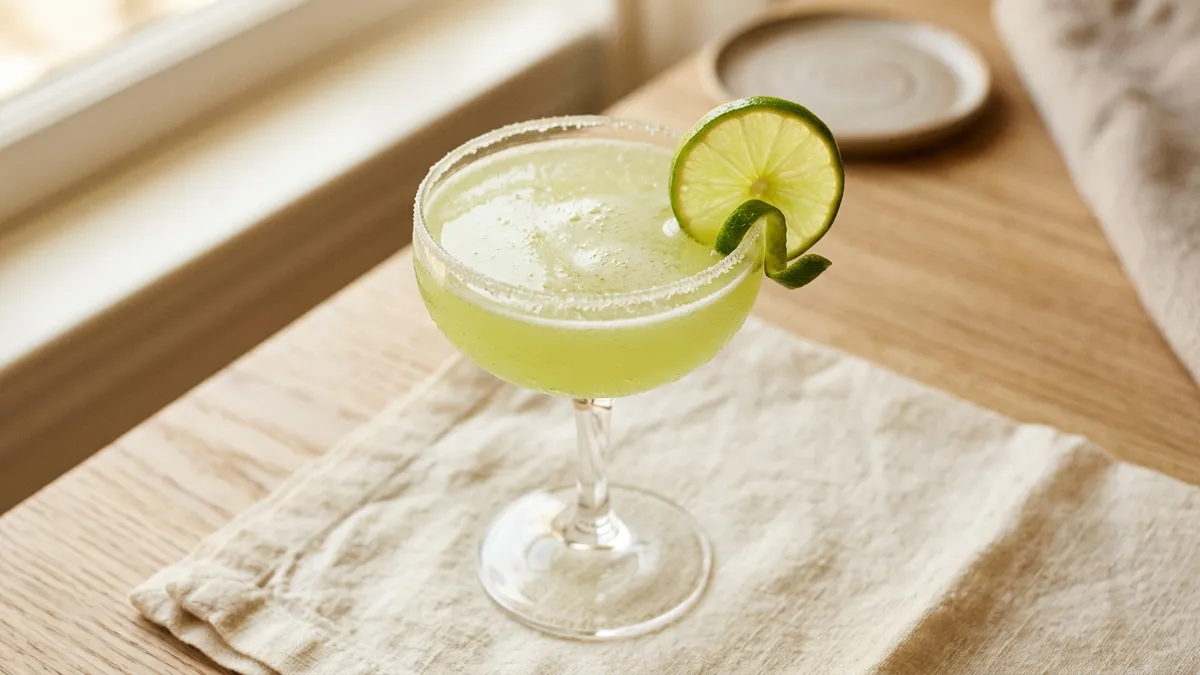 Cóctel daiquiri en vaso con decoración de lima