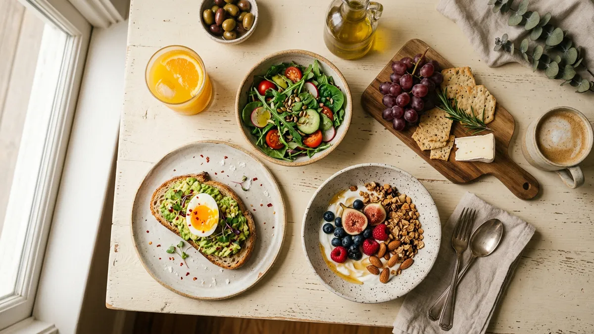 Alimentos variados en una mesa