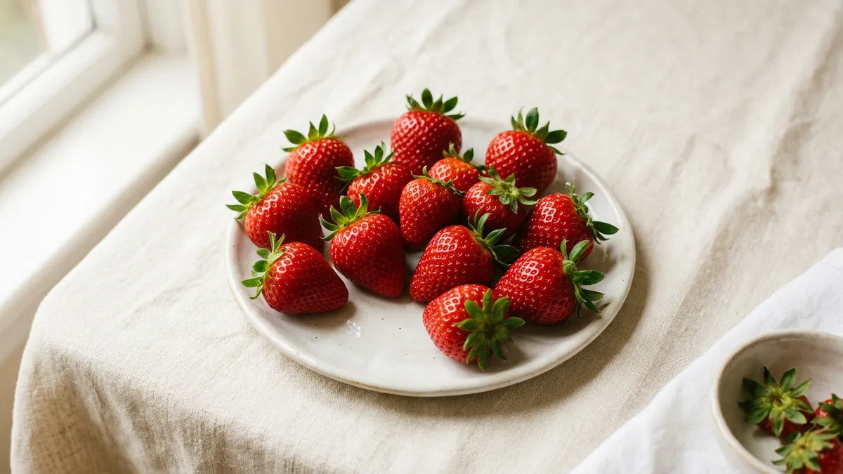 Fresas frescas sobre fondo blanco