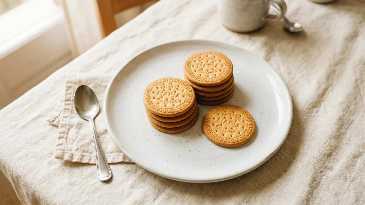 Galletas María sobre un plato blanco