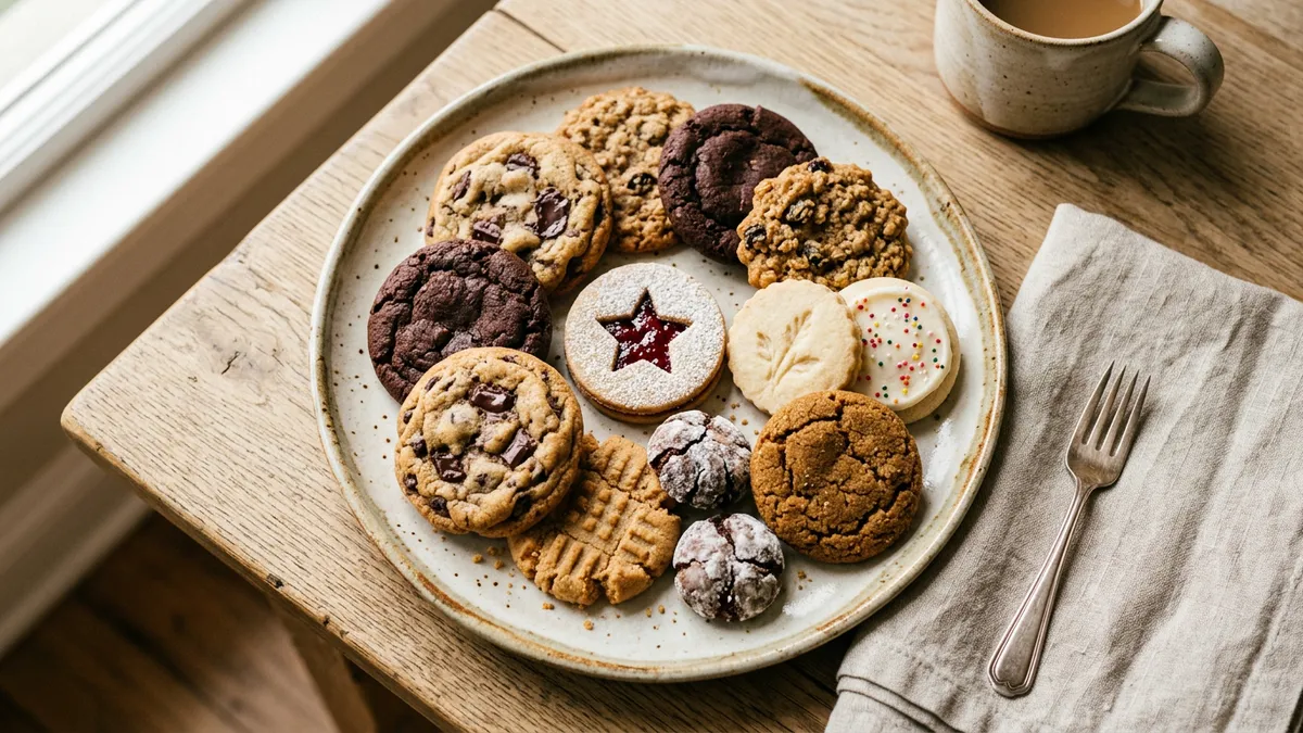 Varias galletas de diferentes tipos sobre una mesa
