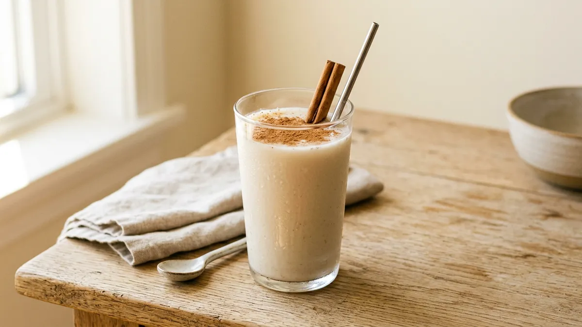 Vaso de horchata servido en una mesa