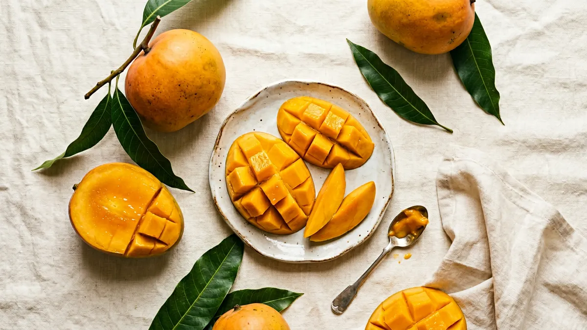Mango fresco sobre fondo blanco