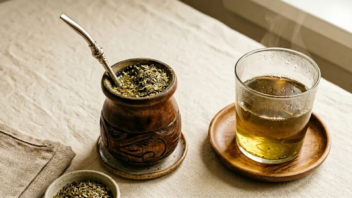 Infusión de mate en un recipiente tradicional