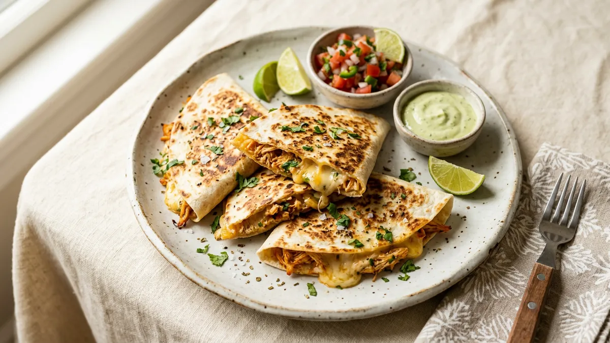 Quesadillas de pollo y queso en un plato