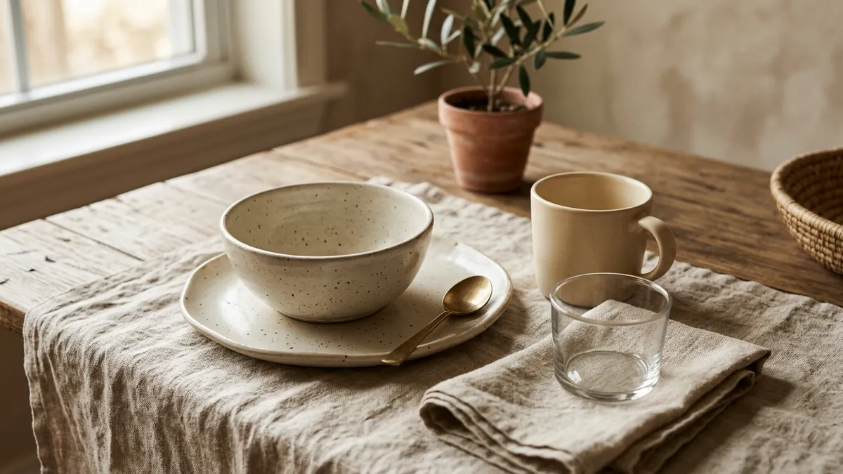 Desayuno en mesa sin alimentos