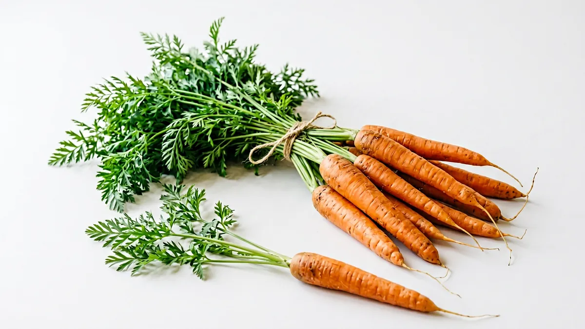 Zanahorias frescas sobre un fondo blanco